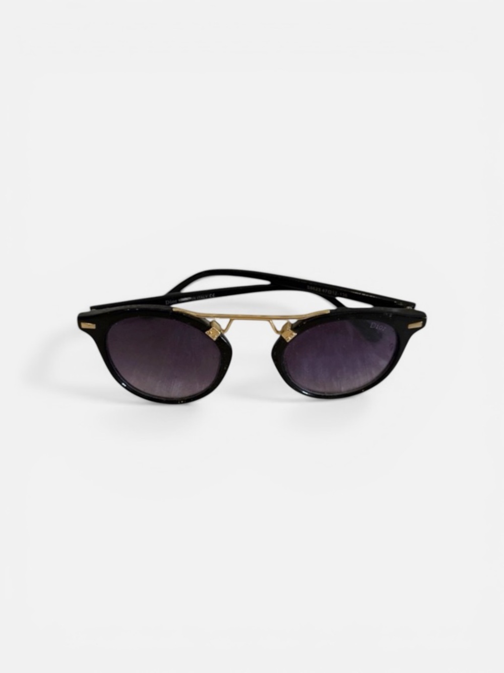 Vintage Dior Black Sunglasses with Gold Accents